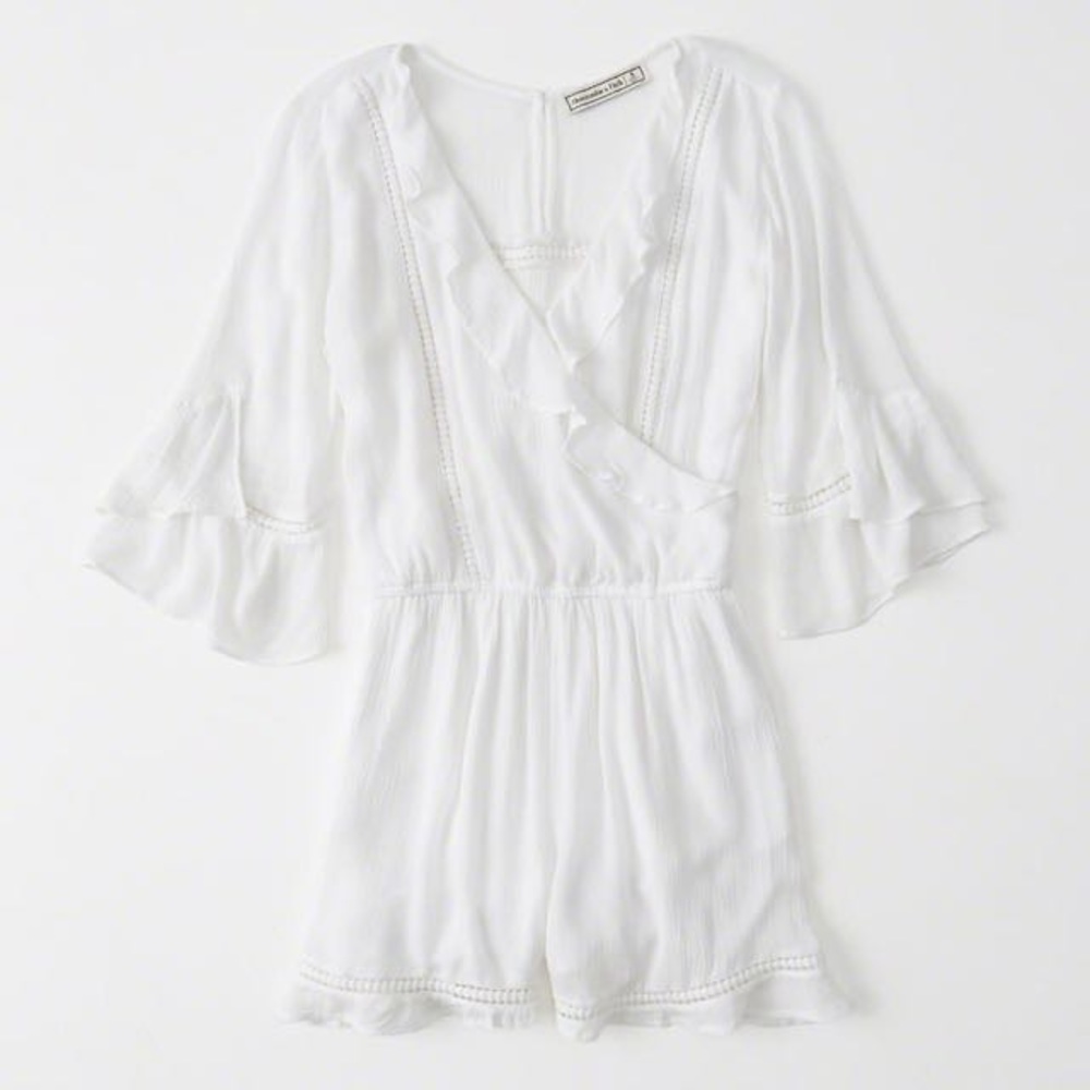 Abercrombie & Fitch Ruffle Romper in White